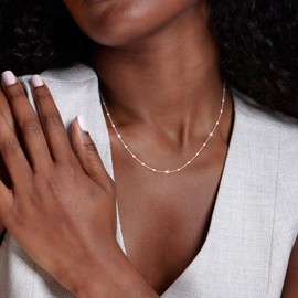 Carffordo 925 Sterling Silver Necklace Silver Chain Necklace for Women Cuban Link Chain 18 Inches Simple Dainty Necklace for Women Waterproof Trendy Jewelry Gift