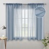 MIULEE Dusty Blue Linen Textured Sheer Curtains 54 Inch Length