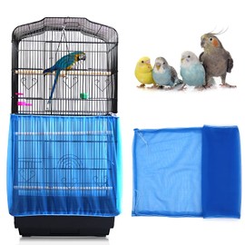 Daoeny Universal Bird Cage Cover, Adjustable Parrot Nylon Airy Soft Mesh Net, Seed Feather Catcher, Birdcage Cover Skirt Sheer Guard for Parakeet Macaw Round Square Cages
