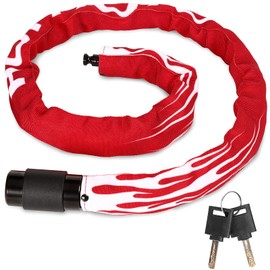 Bicycle Lock High Security with Key, 100 cm Length E Bike Lock Bike Lock Motorcycle Chain Lock 360° Rotating Lock Head, Lock for E Scooter/Ebike/Children's Bicycle