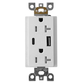 SELECT Lighting USB Charger Wall Outlet, 4.8 Amp USB Receptacle with Type A & Type C USB Ports, 20 Amp Duplex Tamper Resistant Receptacle Plug, Wall Plate Included, UL Listed (10 Pack, Matte White)