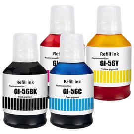 TONTINTA Compatible GI-56 GI56 Multipack 4 Colours Black 170ml Cyan Magenta Yellow 135ml Ink Bottles for GX7050 GX6050 GX5050 GX4050 GX3050 Printers