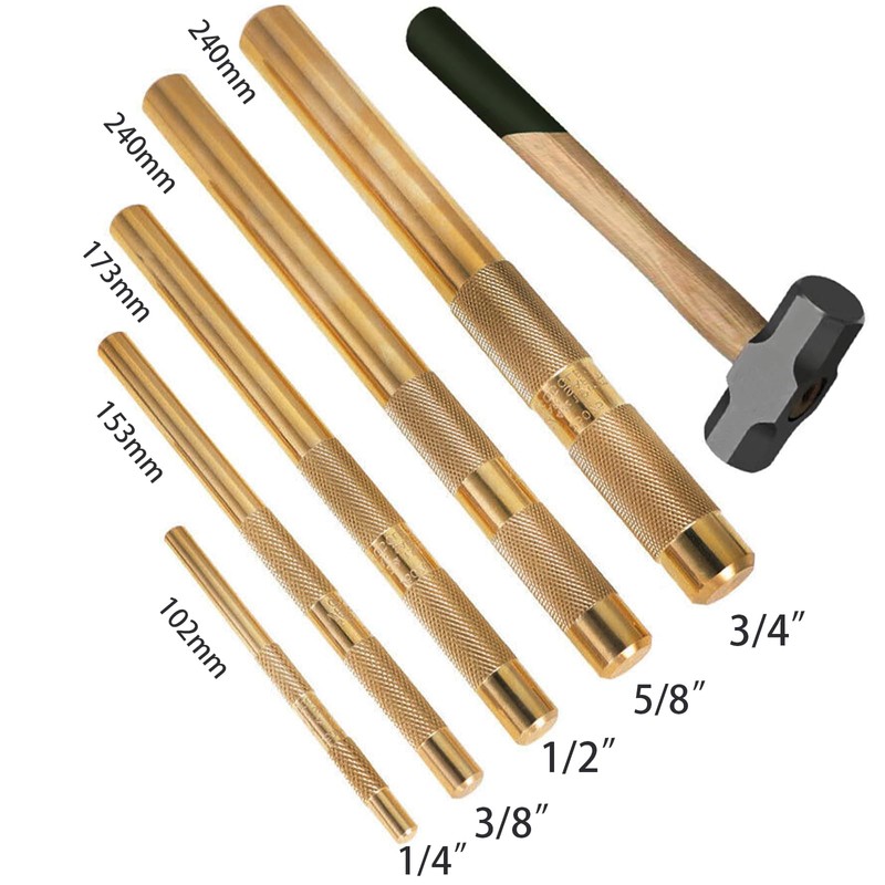 Brass Punch Set,5 Piece Brass Drift Pin Punch Set,Tools 67003