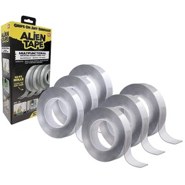 ALIEN TAPE Nano Double Sided Tape Reusable Washable Transparent Traceless Multi-Purpose Adhesive Tape with Nano-Grip Technology for Indoor & Outdoor Mounting Tape As Seen On TV (Set of 6) (8661FE)