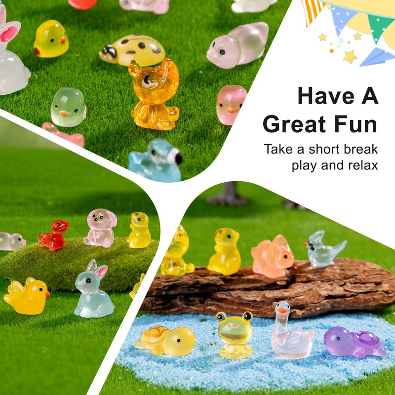 250 pcs Luminous Mini Resin Animals Many Styles Variety Tiny