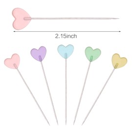 Elisel 200 pcs Multicolor Straight Pins Straight Quilting Pins Craft Positioning Pins Fixed Sewing Marker Needle for Crafting Dressmaker and Other Crafts Making (Love Hearts)