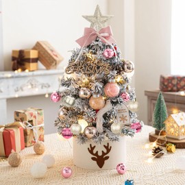 Christmas Baubles Pack of 30 Mini Christmas Tree Baubles Plastic, White Gold Pink 3 cm Christmas Tree Baubles Colourful Decoration, Christmas Tree Ornaments for Indoor and Outdoor Use, Wedding Party