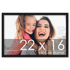 Poster Palooza 22x16 Frame Black Solid Wood Picture Frame - UV Acrylic, Foam Board Backing & Hanging Hardware Included