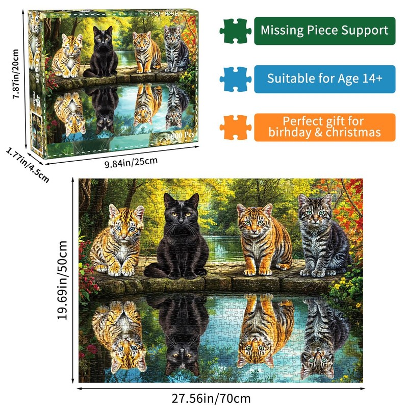 Puzzle 1000 Pieces for Adults, Classic Educational Game Cat and