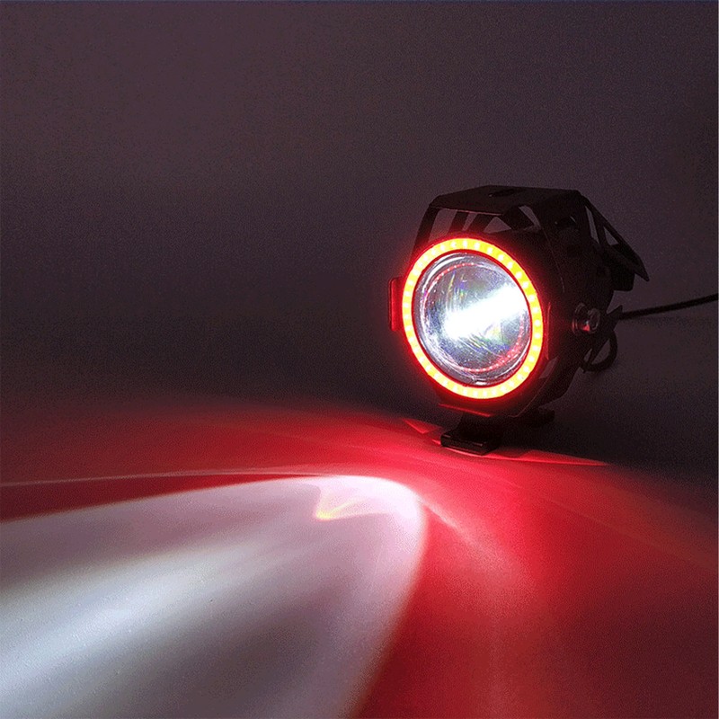 Projector Lens Motorcycle LED Headlight Front Extraposition Light Angel Eye
