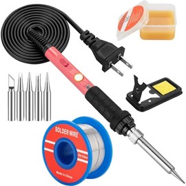 Kit de soldador de 60 W con calentador cerámico, 10 en 1, temperatura ajustable, para cualquier aficionado, enchufe de 110 V de EE. UU.