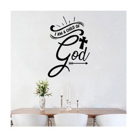 MYMKO I Am a Child of God Size 21x15'', Bible UV DTF Wall Car Mirror Decal, Peel and Stick Wall Art Decal for Living Room Bedroom Kitchen TV Wall, Cross Wall Stickers Decor for Christians
