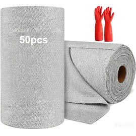 Rollo de Toallas de Microfibra,50 Piezas Trapos de Cocina,25x25 Cm,Paños de Microfibra Limpieza Reutilizables,Alta Absorción sin Pelusa para Cocina,Ho
