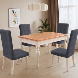 Ystyle Stretch Chair Covers, Set of 4, Chair Covers, Elastic, Removable, Washable, Universal Covers for Chairs, Chair Covers for Hotel, Banquet, Kitchen, Restaurant, Wedding Party, Grey