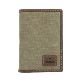 Cactus Mala Canvas/Leather Passport Holder with RFID Protection 216_81 Khaki