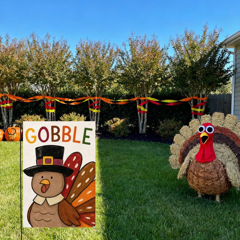 Thanksgiving Garden Flag 12x18 Inch Double Sided for Outside Thankful