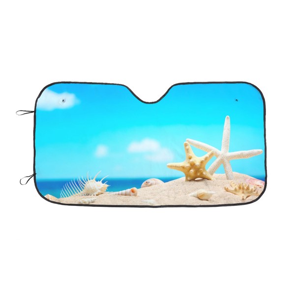 Car Windshield Sunshade Beach Shells Pattern with UV Block Car