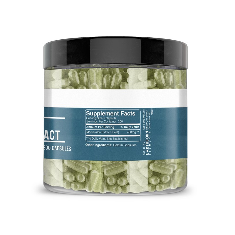 Earthborn Elements White Mulberry Leaf Extract 200 Capsules, Pure &