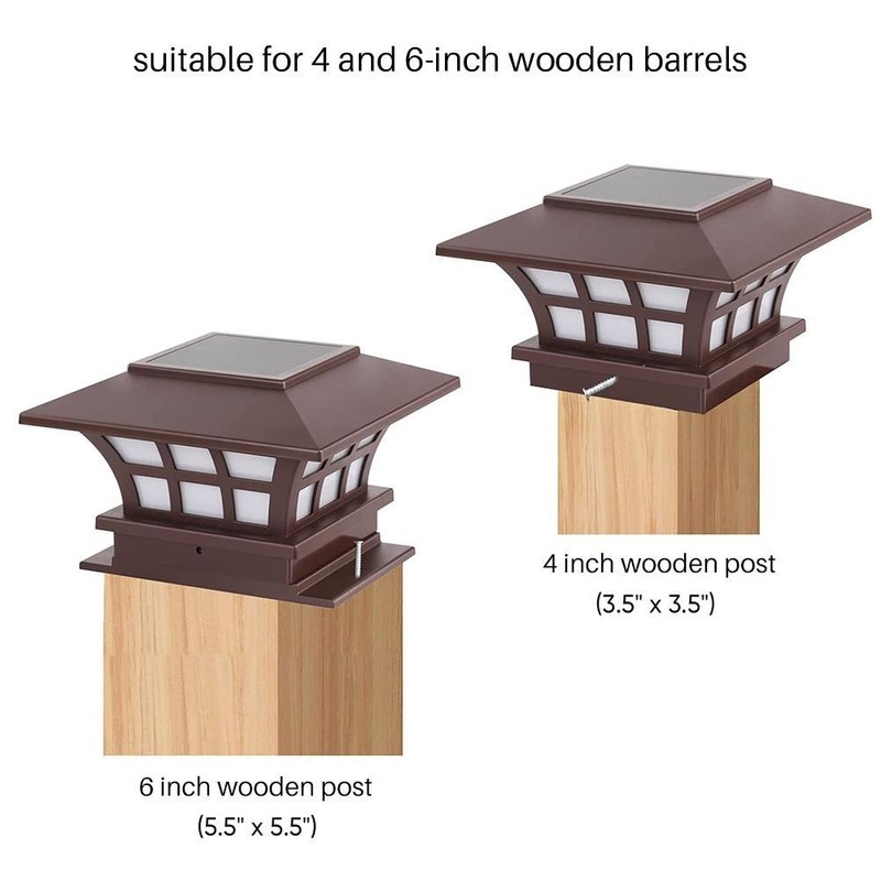 2 Pcs Solar Post Lamp Garden Fence Landscape Light Outdoor