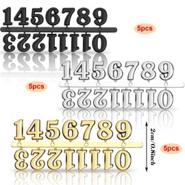JUNRU 15 Pieces Clock Numerals Kit in Black Silver Gold DIY Digital Clock Numbers Clock Hands Replacement Parts Clock Accessories for Home Art Decor (Arabic Numerals)