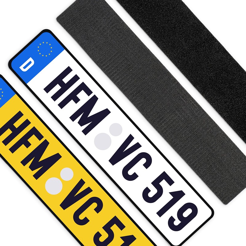 Frameless Velcro Number Plate Holder, for Two Number Plates, Provides