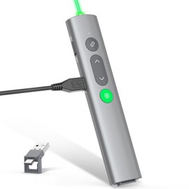 Presentation Clickers for PowerPoint Presentations, [Aluminum Alloy] + [2 in 1 USB C/A] PowerPoint Clicker with Laser Pointer Wireless Presenter PPT Slide Remote Control Clicker for Mac, Computer