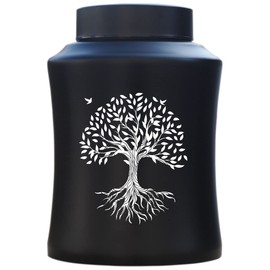 engmvwod Urna de cremación para cenizas para adultos, urna funeraria con bolsa de satén para cenizas humanas (árbol negro de la vida)