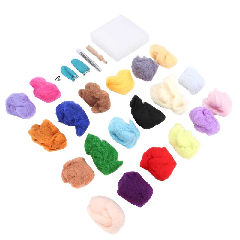 Needle Wool Felt Kit 20 Colors 5g Felting Supplies Tools