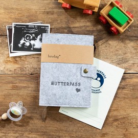 luxdag Maternity Log Cover with Felt Press Stud (Choice of Colour and Embroidery) - Cover for Maternity Log & Vaccination Certificate - Organiser - Gift for Expecting Mothers