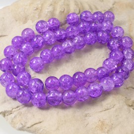 Hackberry Creek 50 Crackle Glass Beads - Light Purple - 8mm Round Bead Pack - Jewelry Supply