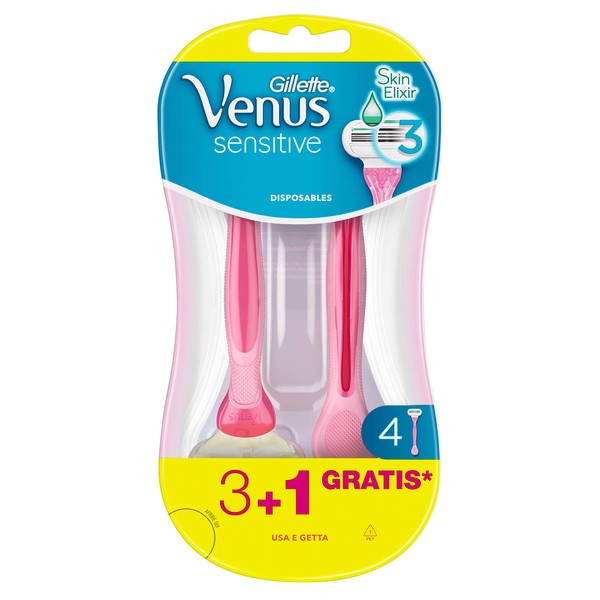 Gillette Venus Sensitive Rasierer für Damen und Einweg, 3 + 1 Rasierer