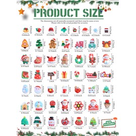 CYHYII 50 Pcs Christmas Resin Charms Christmas Slime Charms, Flatback Mixed Santa Snowman Tree Bell Christmas Embellishments Ornaments for Scrapbook DIY Crafts