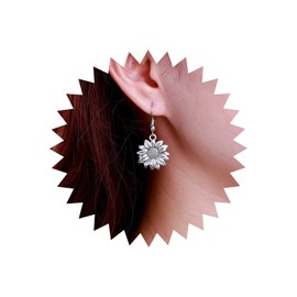 TseenYi Boho Sunflower Dangle Earrings Silver Sunflower Drop Earrings Sunflower Floral Dangle Hook Earrings Metal Sun Flower Drop Earrings Sunfloral Drop Earrings