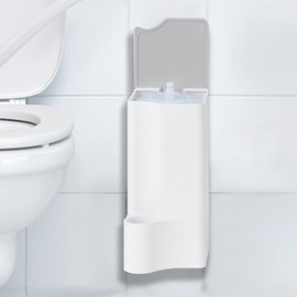 Replacement Holder for Clorox Toilet Wand, Compatible with Clorox Toilet Wand Holder only, White & Gray, Includes Adhesive Hooks for Wall Hanging