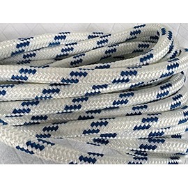 Double Braid Polyester Arborist Bull Rope 3/4 inch by 100 feet, White Blue