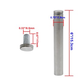 Rannb Long Glass Standoff Bolts 0.75" Dia Advertising Screw Nails 6-inch/15.3cm Length Wall Sign Standoff for Acrylic Signs -8pcs