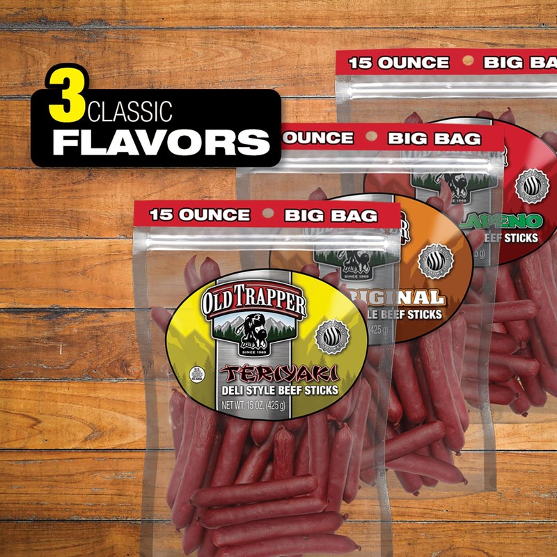 Old Trapper Deli-Style Beef Sticks, Teriyaki Flavor, 15-Ounce Package, Great