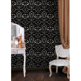 RoomMates Hidden Treasures Black Peel and Stick Wallpaper, RMK12749PLW