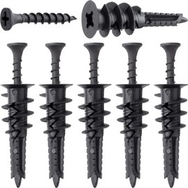 DC,CLISENCE 10 Pcs Self Drilling Drywall Anchors with Screws Kit, No Pre Drill Hole Required Wall Anchors for Drywall, Heavy Duty Drywall Anchors (Black)