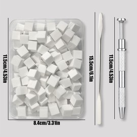 100pcs Nail Sponges for Ombre,Ombre Nail Brush With Grabbing Pen and Stainless Steel Mixing Stick,Soft Nail Art Sponges,Nail Design Tools for Professional and Beginner Manicure Salon (White)