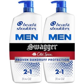 Head & Shoulders Champú y acondicionador anticaspa para hombre con 1% de piritiona de zinc, Old Spice Swagger Paquete individual 2 en 1 para hombre, c
