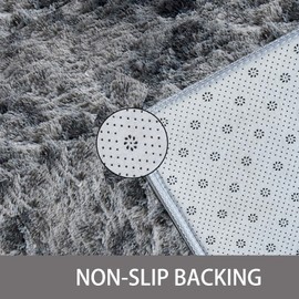 Achiiso Soft High Pile Rug, Washable Comfortable Rug, Non-Slip Fluffy Rug for Bedroom, Children's Room, Living Room (Dark Grey, 80 x 120 cm)