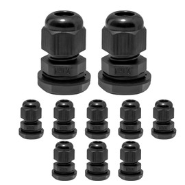 Bonsicoky 10 Pcs 1/4" NPT Nylon Cable Glands, IP68 Waterproof Adjustable Cord Grip Cable Connector Strain Relief Wire Protectors for 4-6mm Cable Diameter, Black