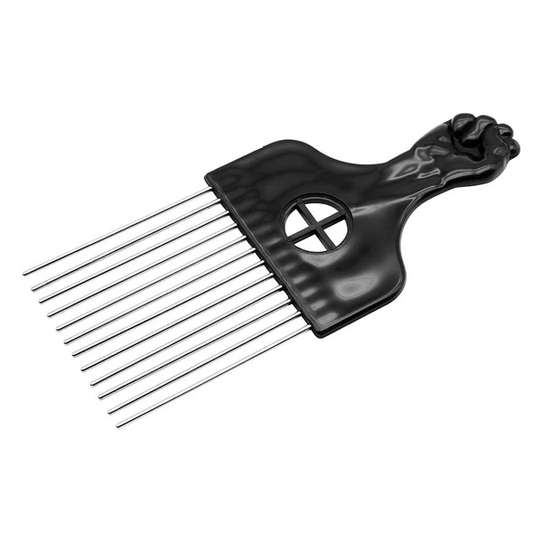 Afro Pick Lift Black Fist Metal Hair Comb, Detangle Wig