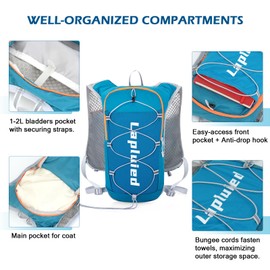 Lapluied 5L Running Vest for Men and Women with 500 ml Water Bottle, Adjustable Running Backpack with 9 Pockets, 160 g Ultralight Hydration Vest Running Reflective Running Vest for Fitness Outdoor