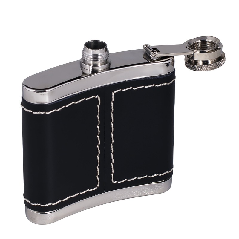 Jack Daniel's Black Leather Wrapped Stainless Steel Flask