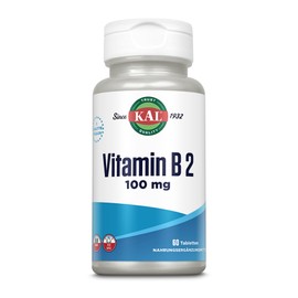KAL Vitamin B2 | 100 mg | 60 Tablets | Vegan | Laboratory Tested | Gluten Free | Dietary Supplement with Riboflavin & Vitamin B2 l Control of Metabolism of Carbohydrates, Fatty and Amino Acids