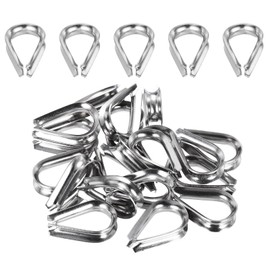 sourcing map Rope Thimble 3/16"(5mm) Diameter M5 Stainless Steel Wire Rope Cable Thimble for Towing Rigging, Pack of 20
