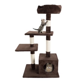 4 Tier Cat Tree- Plush Multi-Level Cat Tower with Sisal Scratching Posts, Perch Platforms, and Penthouse Condo for Cats and Kittens By PETMAKER (43Â”)