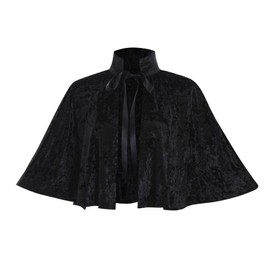 Heodols Medieval Shawl Women Renaissance Velvet Cape Wraps Costume Lace Gothic Lolita Cloak for Evening Party (Black, One Size)